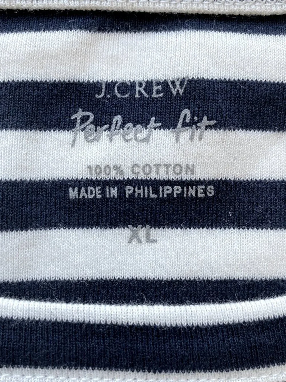 J.Crew Cotton Perfect Fit Striped Tee Black White XL
